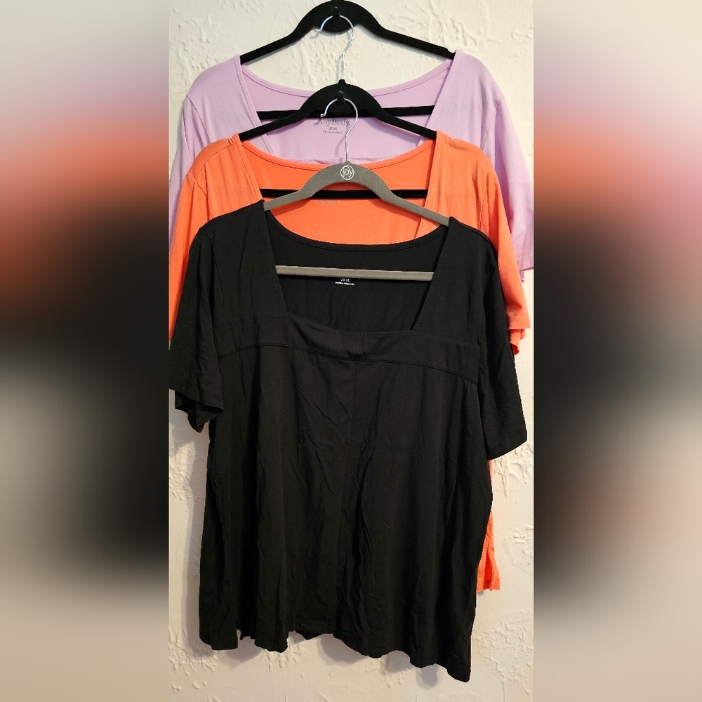 AnyBody Black, CORAL and Lavender Short Sleeve TShirt Set